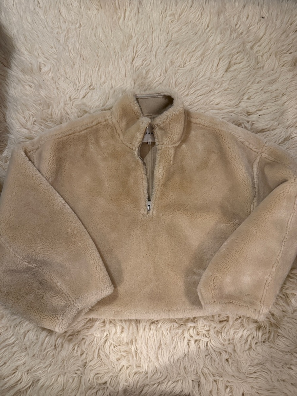 Frame Denim Neutral Beige Plush Pullover